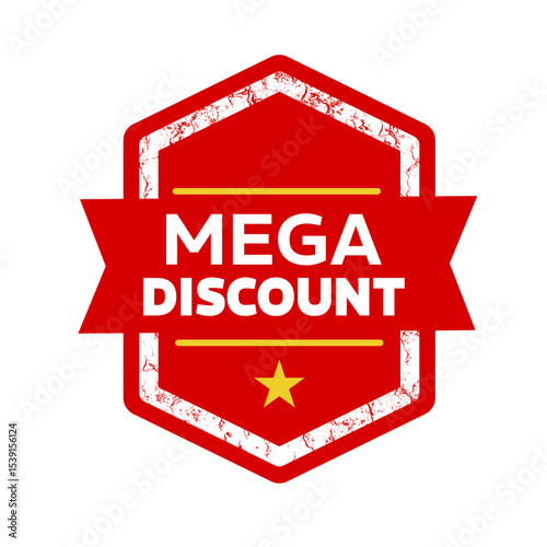 mega discount – label, sticker, tag – vector illustration