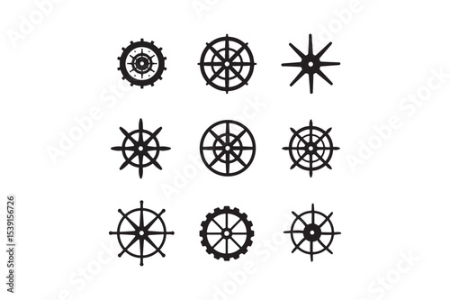 Nautical Ship Wheel Gear Icons