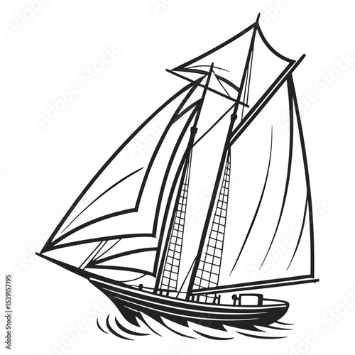 Majestic Schooner Sailing Gracefully on the Open Sea a Timeless Symbol of Exploration and Maritime Adventure