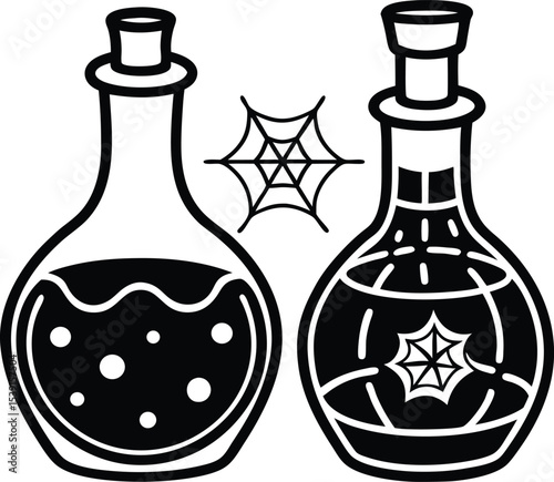 Victorian Era Poison Container – Black and White Sketch
