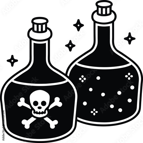 Gothic Poison Bottle Art with Deadly Label
