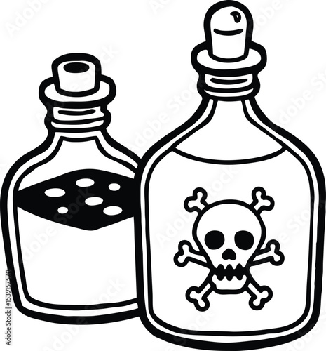 Old-Fashioned Dangerous Elixir Bottle Illustration
