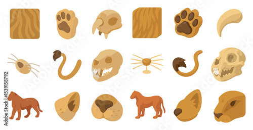 Animal and nature silhouette icons set – outline, solid, wildlife and habitat symbols