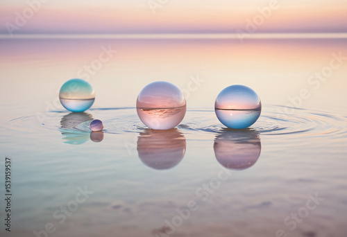 Three Glass Balls in the Water