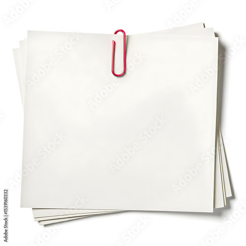 Stack of Blank Papers with Red Paperclip