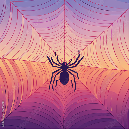 Vector - Spider Web with Silhouetted Spider 36