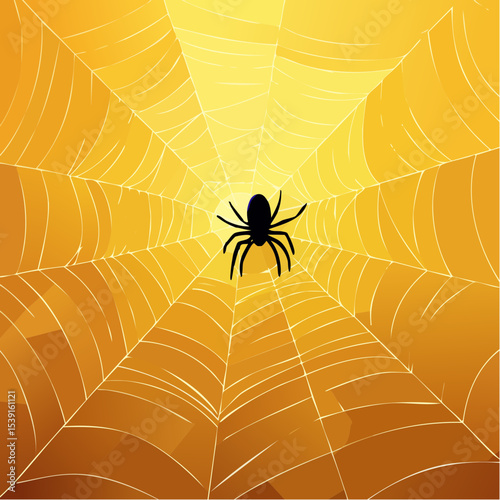 Vector - Spider Web with Silhouetted Spider 39