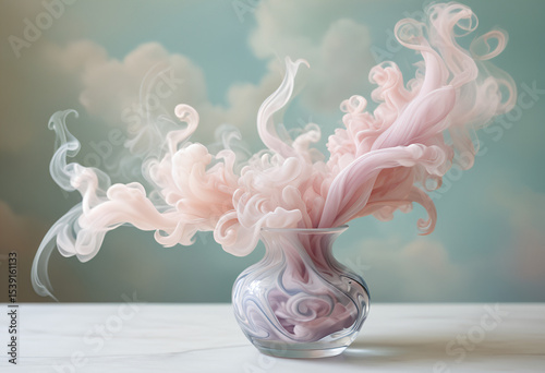 Abstract Vase with Pink Smoke