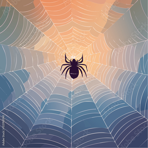 Vector - Spider Web with Silhouetted Spider 57