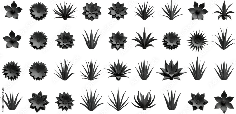 Fototapeta premium Vector silhouettes of trees and leaves in a seamless nature pattern
