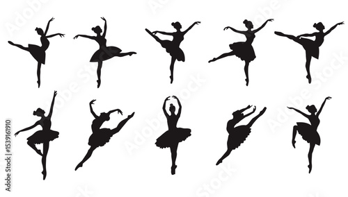 Ballerinas Silhouette On A White Background Vector