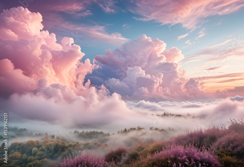 Cloudy Sky with Pink Clouds