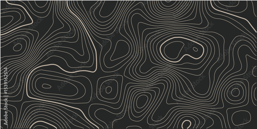 Fototapeta premium Topographic map. Actual topography map. Dark seamless design, fancy tileable isolines pattern. Vector illustration.