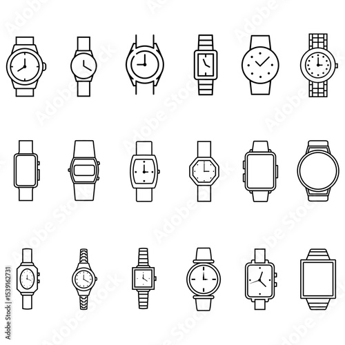 Wrist watch icon vector set. watch illustration sign collection. Clock symbol. Time web icons. timer logo.