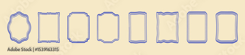 Cute hand-drawn wavy line frames in a minimal marine style. Vintage geometric borders with curvy edges, perfect for groovy, trendy designs, holiday invites, and minimal decorative projects.