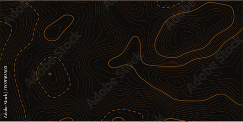 Abstract topography. Actual topography map. Dark seamless design, fantastic tileable isolines pattern. Vector illustration.