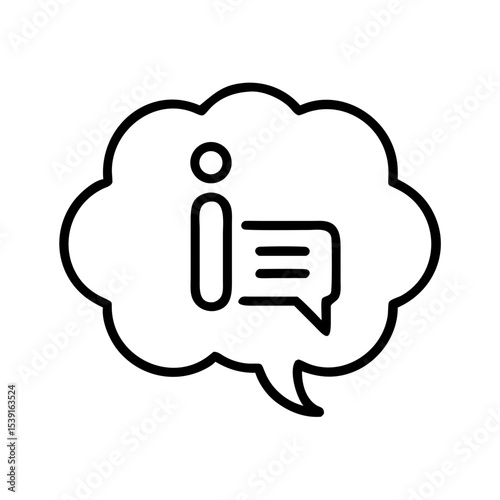 Information bubble with icon and text in minimalist outline design  