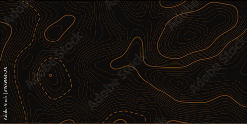 Abstract topography. Actual topography map. Dark seamless design, fantastic tileable isolines pattern. Vector illustration.