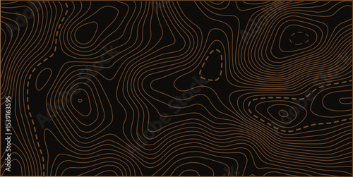Abstract topography. Actual topography map. Dark seamless design, fantastic tileable isolines pattern. Vector illustration.