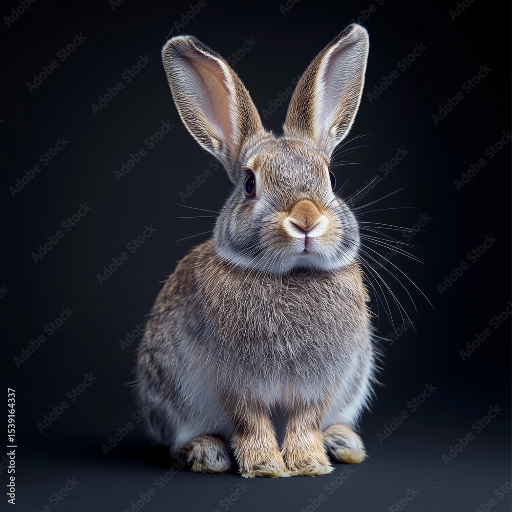 Obraz premium Rabbit on a black background.