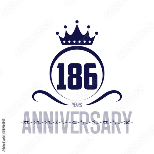 186 years design template. Anniversary vector and illustration template.