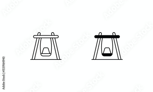 Swing  icons set Line and Glyph black vector icon stock illustration
