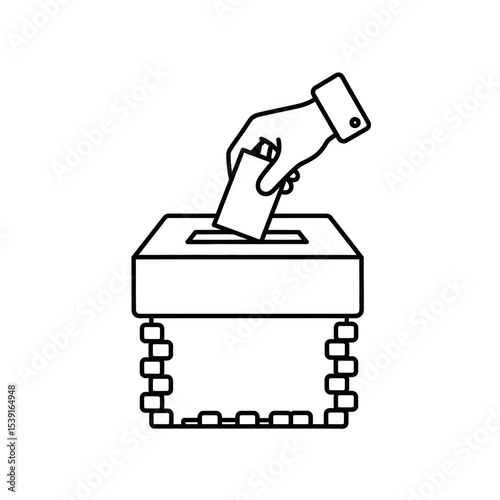 Hand inserting a ballot into a voting box icon