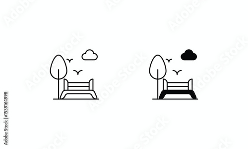 Park  icons set Line and Glyph black vector icon stock illustration
