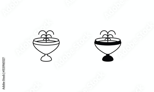 Fountain  icons set Line and Glyph black vector icon stock illustration