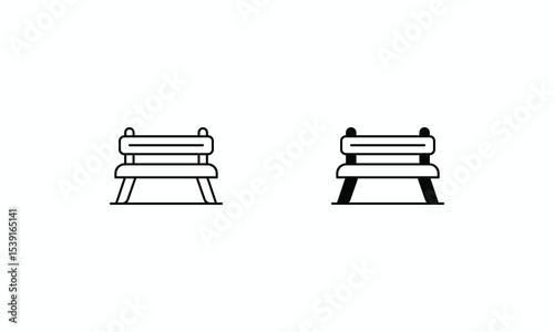 Bench icons set Line and Glyph black vector icon stock illustration
