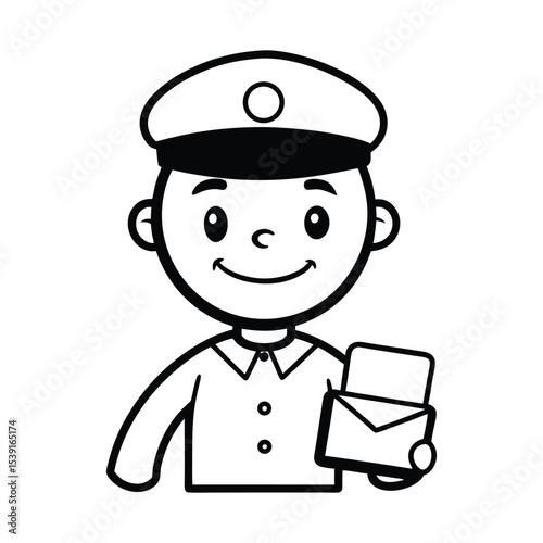 Cheerful Mail Carrier Cartoon Vector Illustration  