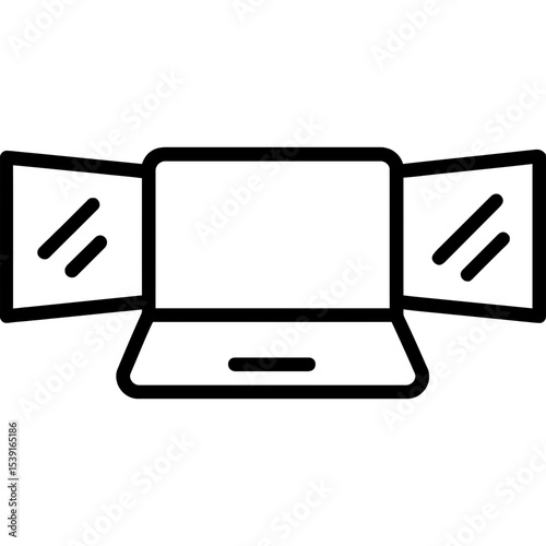 Portable laptop screen extender outline icon vector