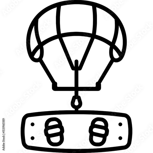 Kitesurfing gear outline icon vector
