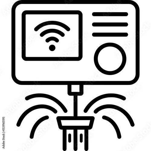 Smart irrigation controller outline icon vector