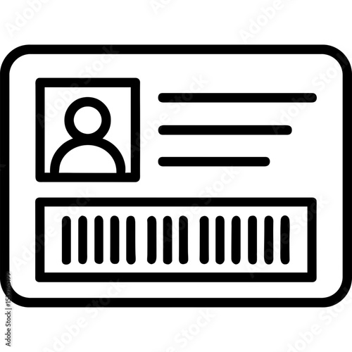 Library card outline icon vector