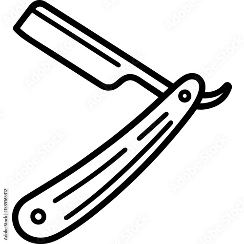 Minimal straight razor icon with bold lines