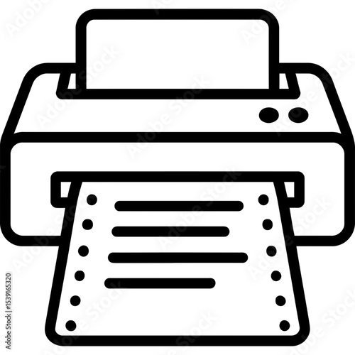 Dot matrix printer outline icon vector