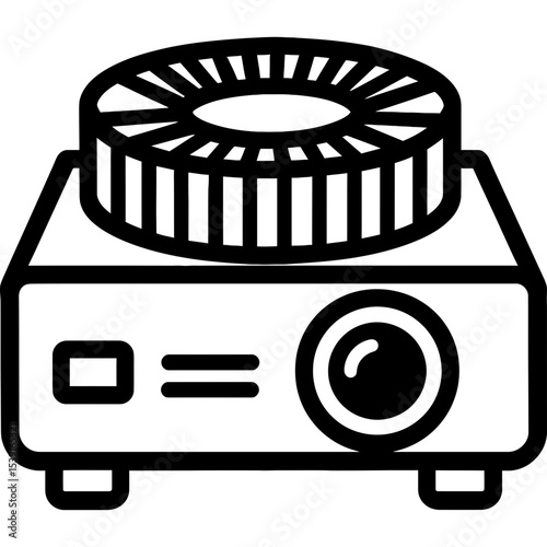 Slide projector with carousel outline icon vector