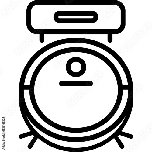 Robot vacuum cleaner outline icon vector