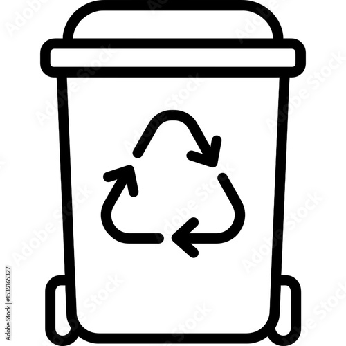 Recycling bin outline icon with bold lines