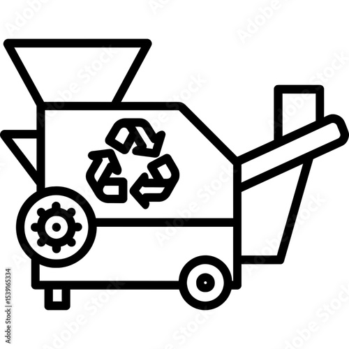 Recycling crusher machine outline icon