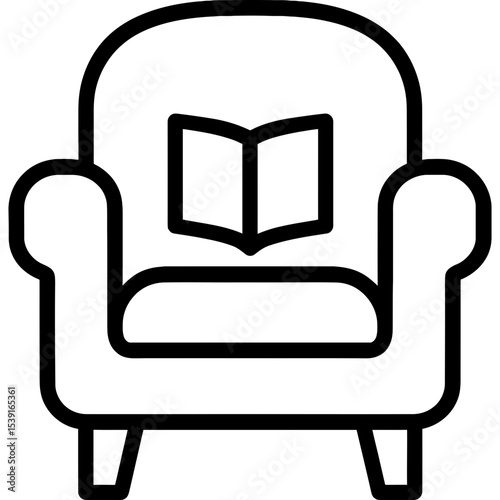 Reading chair outline icon vector