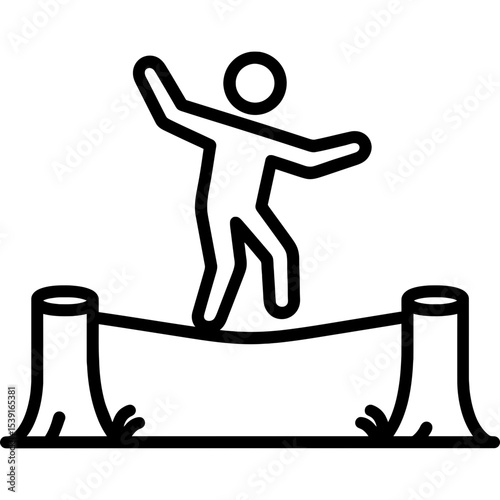 Slackline setup outline icon vector