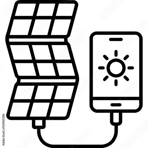 Solar phone charger outline icon vector