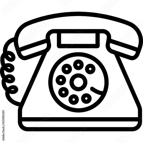 Rotary dial telephone outline icon vector