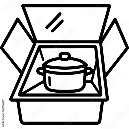 Solar oven cooker outline icon vector