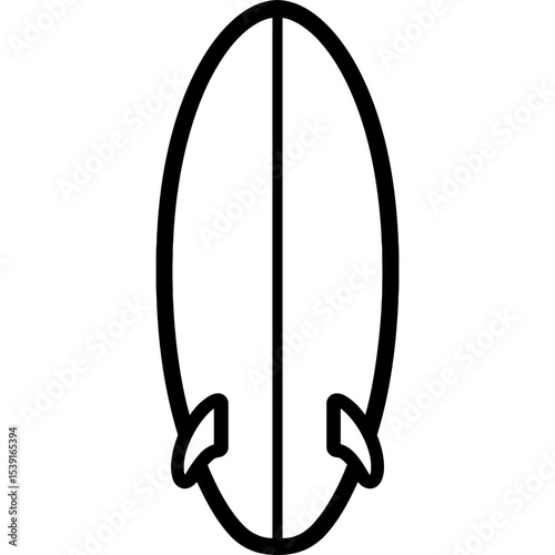 Foam surfboard outline icon vector
