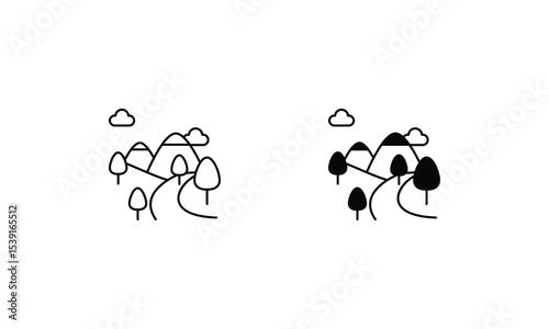 Walking Trail  icons set Line and Glyph black vector icon stock illustration