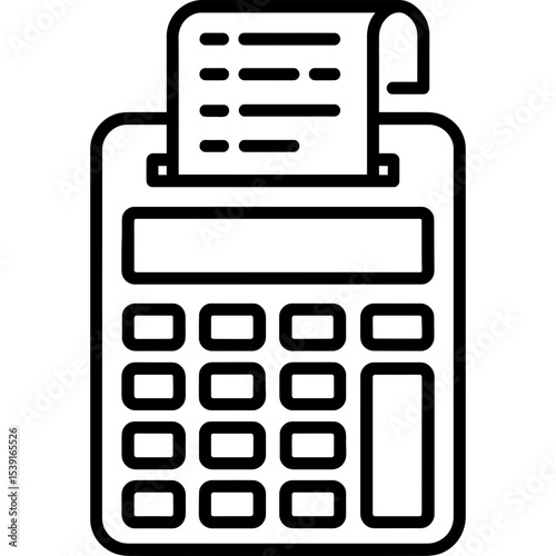Financial calculator with tape outline icon vector