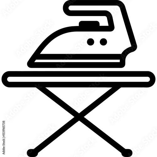 Clean vector icon of iron and ironing board